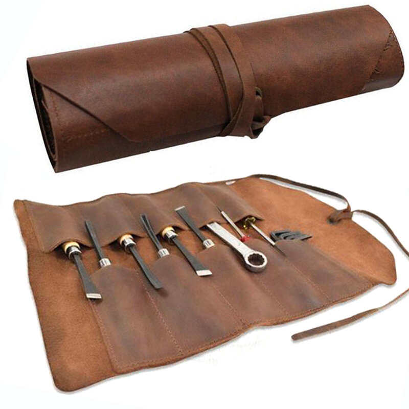 Bolsa de almacenamiento multifuncional, Kit de carrete, bolso de mano, cuchillo de grabado, bolsa de herramientas de cuero, caja de almacenamiento de herramientas de carpintería