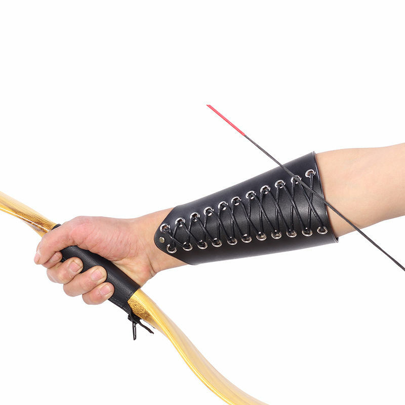 Protezione per il braccio in pelle con arco e freccia tiro con l'arco all'aperto tiro con l'arco attrezzatura per la protezione del braccio regolabile protezioni per il tiro da caccia