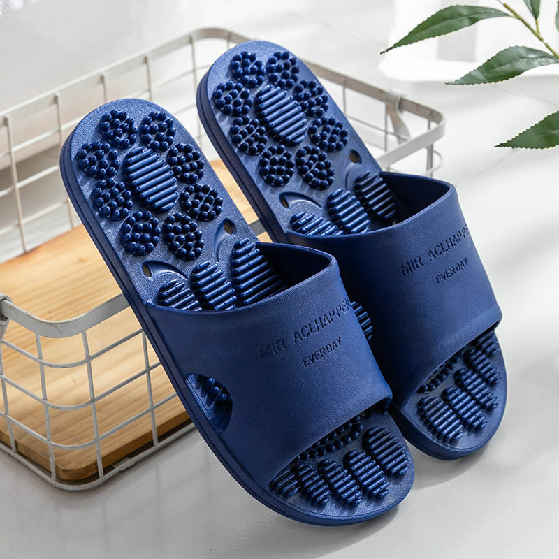 Уникальные массажные шлепанцы, Нескользящие модные мужские сандалии для дома в Корейском стиле