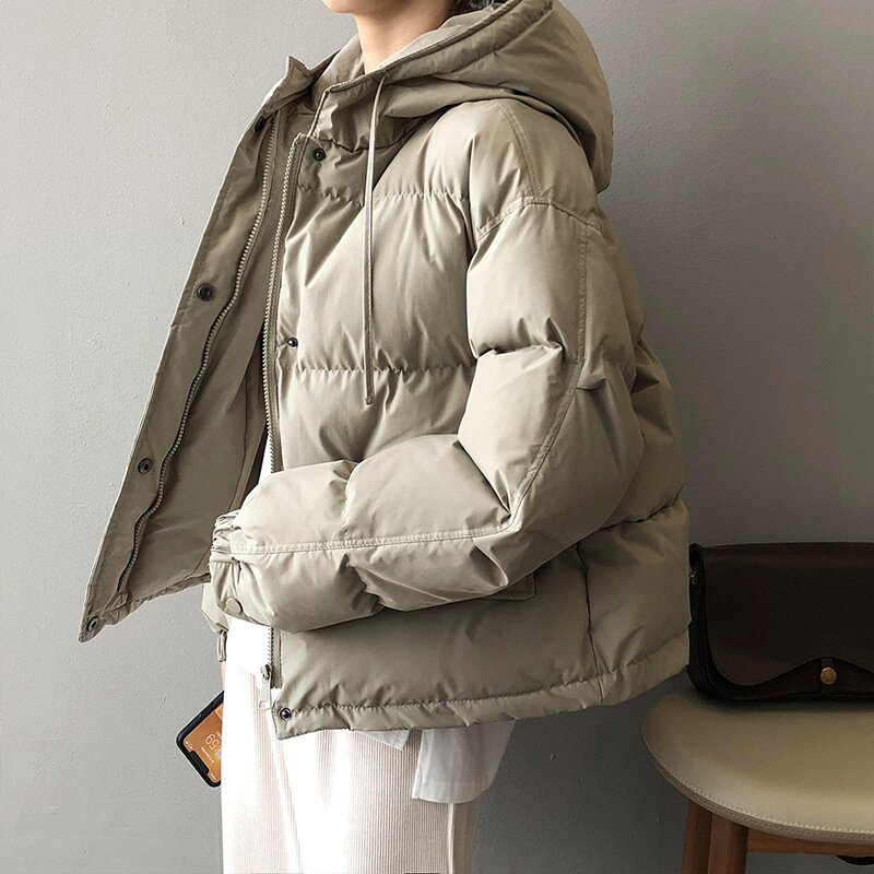 Parkas mulher 2022 novo casaco de inverno feminino básico estilo coreano preto com capuz feminino puffer jaqueta outono acolchoado casacos roupas