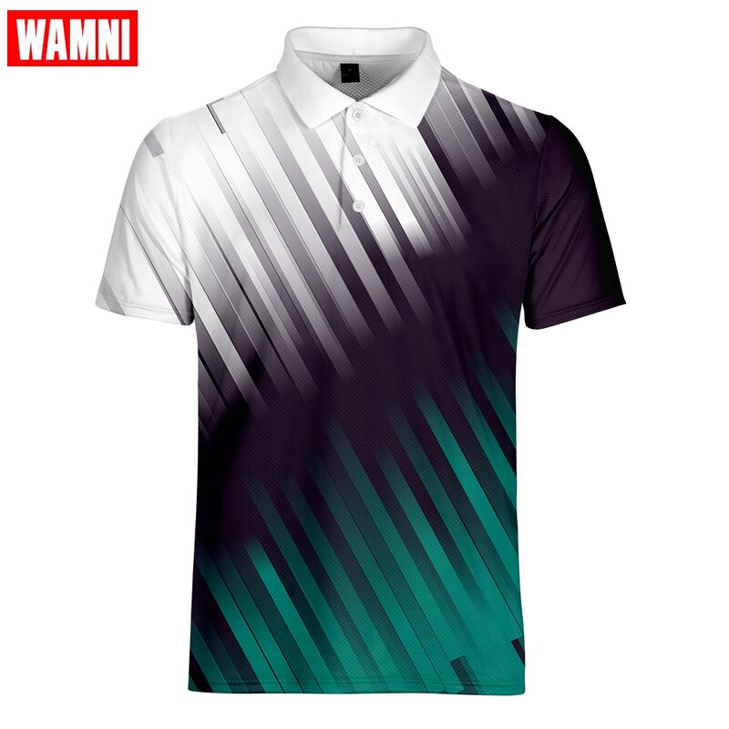 WAMNI 테니스 패션 3D 셔츠 Turn-drown 스포츠 셔츠 2019 플러스 사이즈 브랜드 셔츠 의류 Outwear Tee Tops Dropship