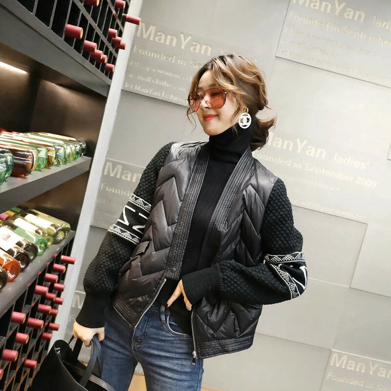 Abrigo coreano con cuello alto para mujer, Parkas cortas gruesas, chaqueta acolchada de algodón informal, abrigo brillante con cremallera, ropa de invierno
