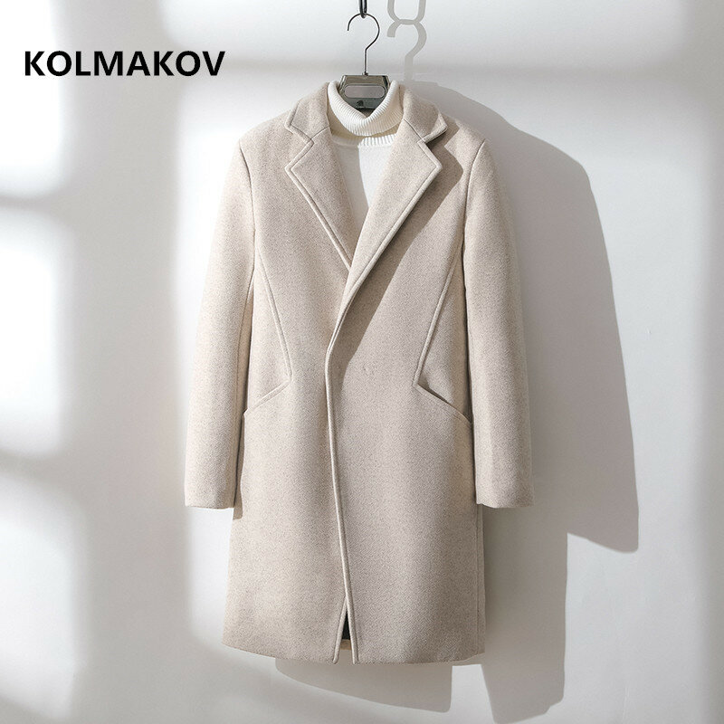 Gabardina de lana para hombre, abrigo informal a la moda, con un solo botón, invierno, 2021