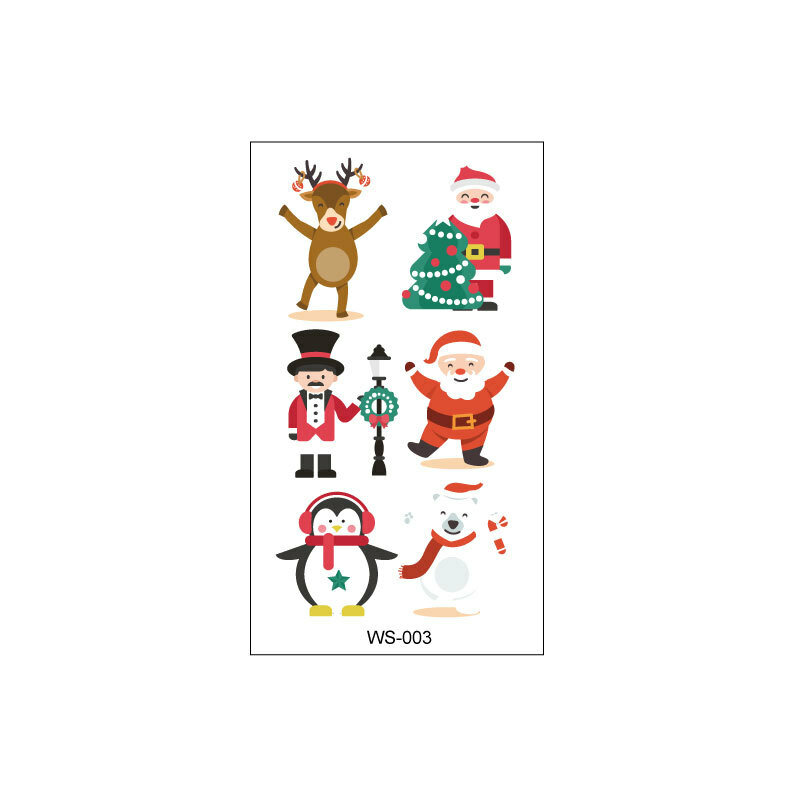 10 Buah/Pak Stiker Tato Natal Dekorasi Lengan Stiker Tato Keringat Tahan Air Mainan Natal