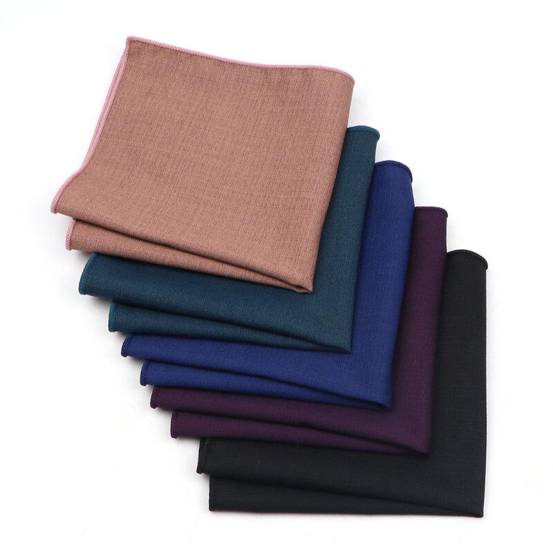 Solid Color Polyester Bamboo Fiber Handkerchiefs For Men Classic Casual Suits Pocket Square Mens Black Khaki Blue Towels Gift
