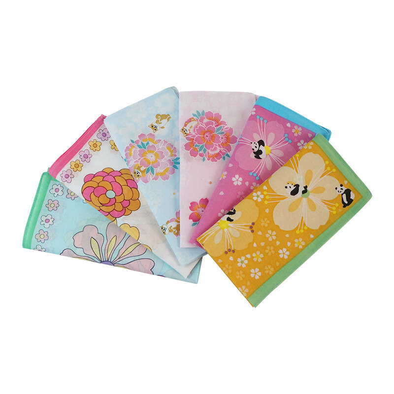 Lenço de algodão bonito impresso panda flores akita cão criança lenço quadrado multicolorido bebê saliva toalha roupas acessórios