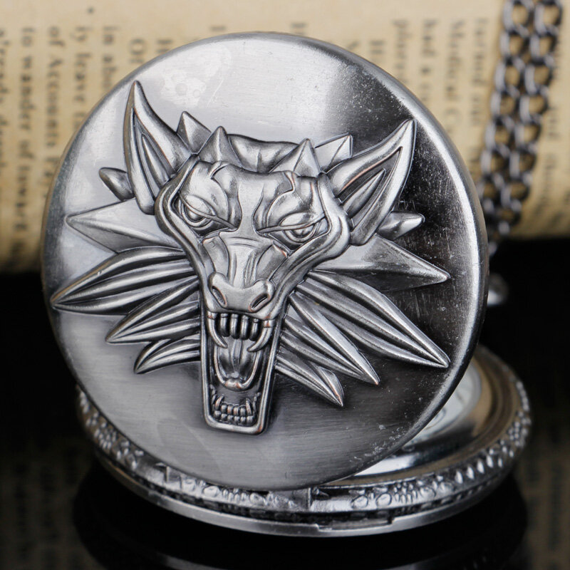 Montre de poche Steampunk Wolf pour hommes et femmes, mouvement à quartz, collier pendentif, cadeau de montre Fob