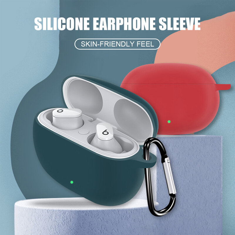 Silicone caso do fone de ouvido para batidas estúdio botões caso pele capa protetora para apple beats studio buds 2021 caso com chaveiro capa