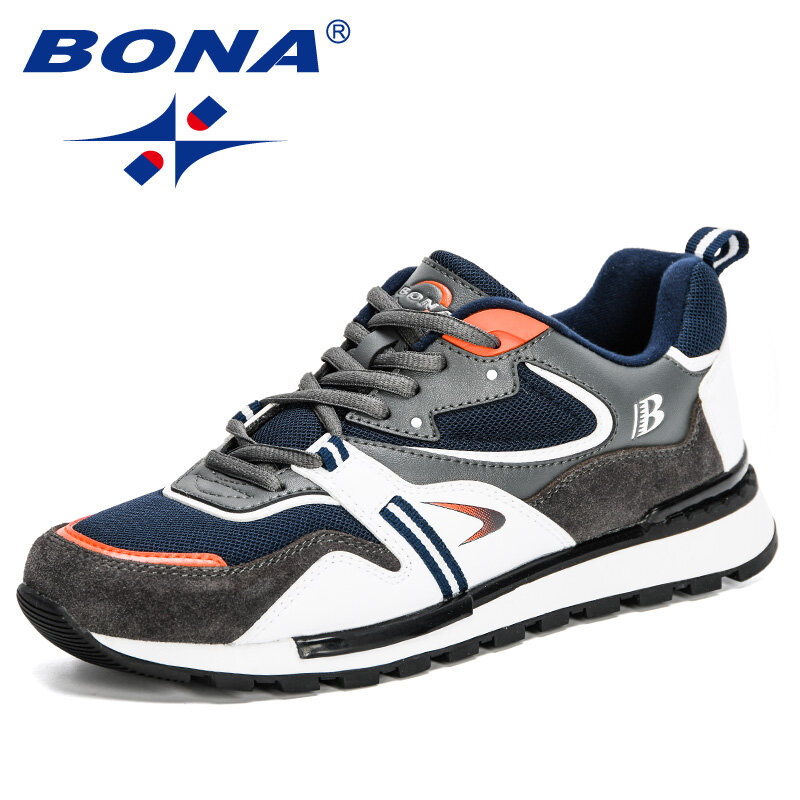 BONA-zapatos deportivos de cuero para hombre, zapatillas de deporte para correr, tenis, calzado para caminar, Fitness de moda, nuevos diseñadores
