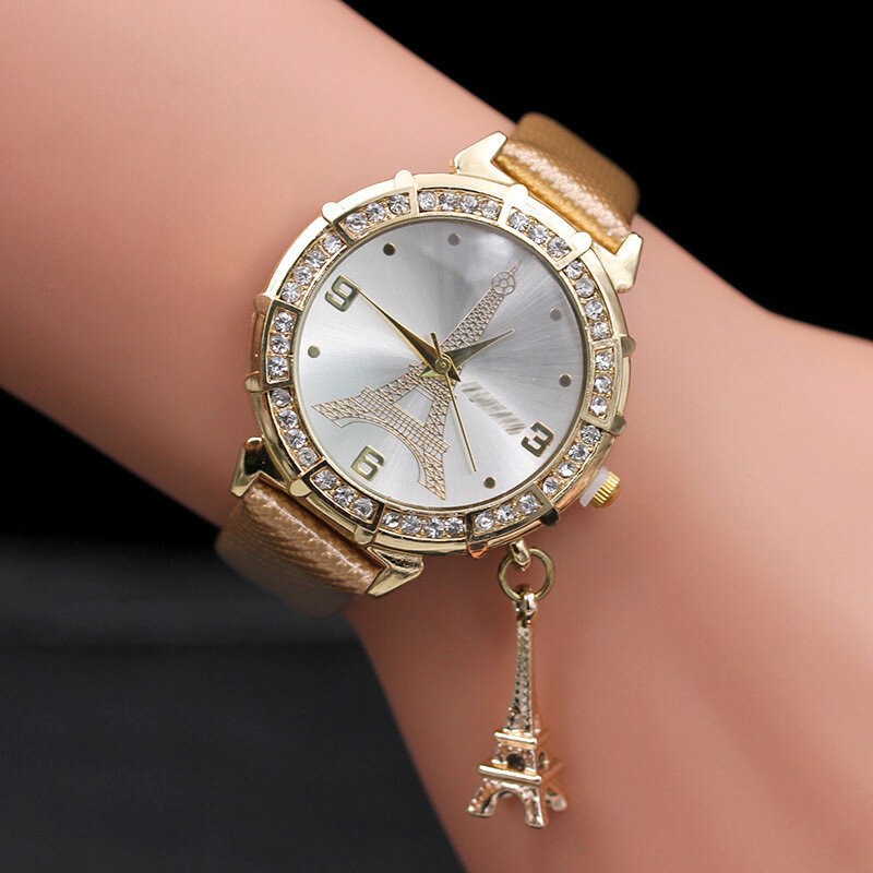 2020 Pingente De Moda Paris Torre Eiffel Relógios Banda De Couro Das Mulheres Quartz Watch Casual Senhoras Relógios Relogio feminino Melhor Presente