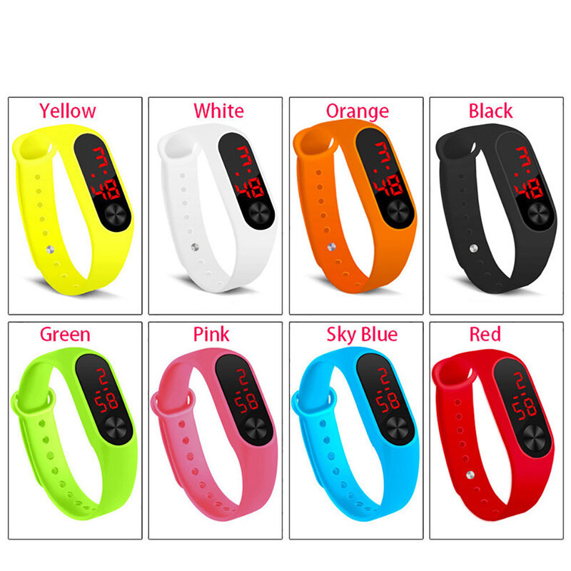 Часы детские электронные с силиконовым ремешком, модные светодиодные цифровые наручные для фитнеса, подарок для мужчин и женщин