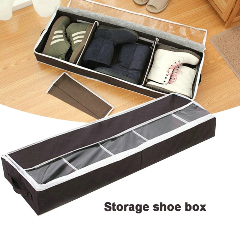 Caja de zapatos plegable y Visible, organizador de ropa y zapato multifunción para botas con partición, para la cama del hogar, Cajas de almacenamiento de zapatos