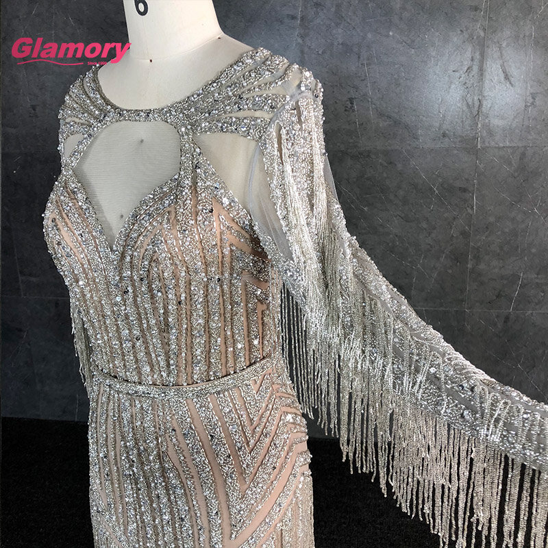 African Sparkly Long Beaded Evening Robe De Soiree 2020 Dubai Turkish Aibye Prom Dress Formal Gowns For Woman