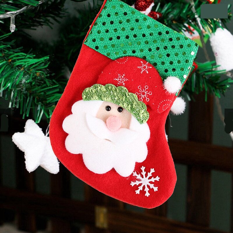 Nieuwe Jaar Kerst Kous Sack Xmas Gift Candy Bag Kerstversiering Kleine Size Thuis Sok Kerstboom Decor