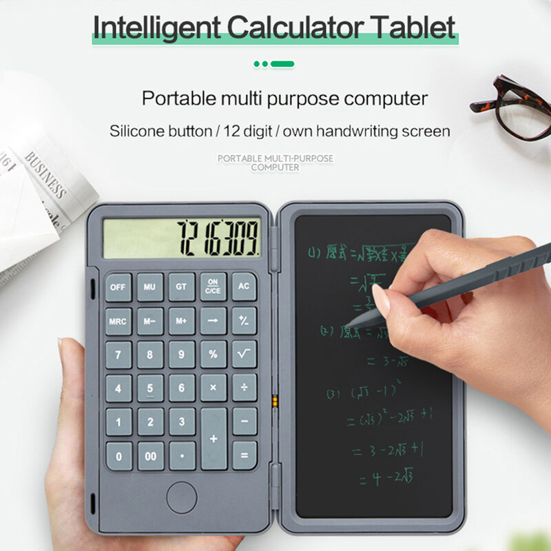 Kalkulator Papan Tulisan Tangan 6.5 Inci Tablet Tulis Portabel LCD Pintar Grafis Notepad Gambar Tablet Tanpa Kertas dengan Isi Ulang