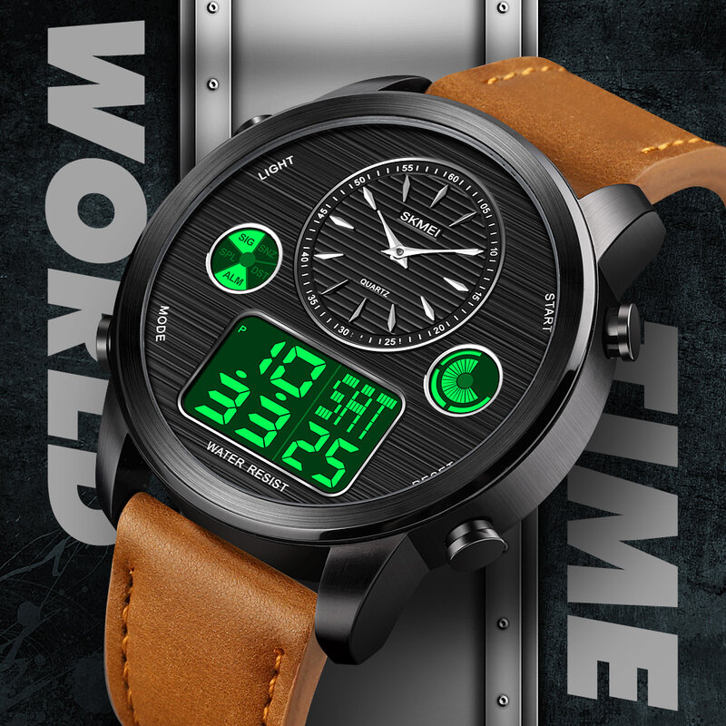 Fashion Men's Watch Luxury Countdown Stopwatch Digital Men LED Display Watches SKMEI Brand World Time Electronic Clock Relogio