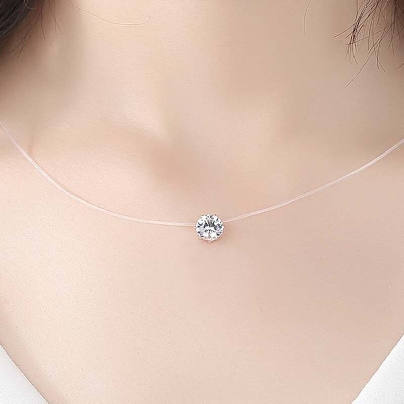 Collier avec pendentif en diamant en Zircon, 1 pièce, bijou en argent 925, translucide, chaîne de clavicule, meilleur cadeau pour femmes