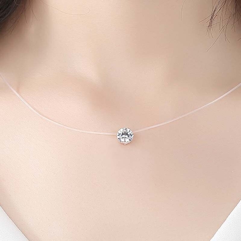 1Pcs Mode Beliebte Zirkon Diamant Anhänger Halskette 925 Silber Transluzenten Schlüsselbein Kette Schmuck Beste Geschenk Für Frauen