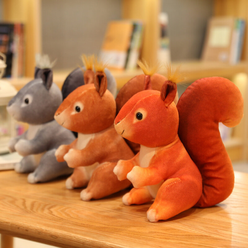 Super Cute 25cm Squirrel Plush Toy Stuffed Simulation Listrado Esquilo Floresta Animais Cute Cartoon Animais Brinquedos Kids Xmas Gift