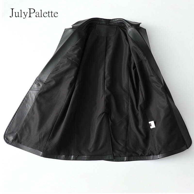 Пиджак Julypalette из натуральной овечьей кожи, жакеты 2022, модные офисные пиджаки из натуральной кожи с отложным воротником, пальто