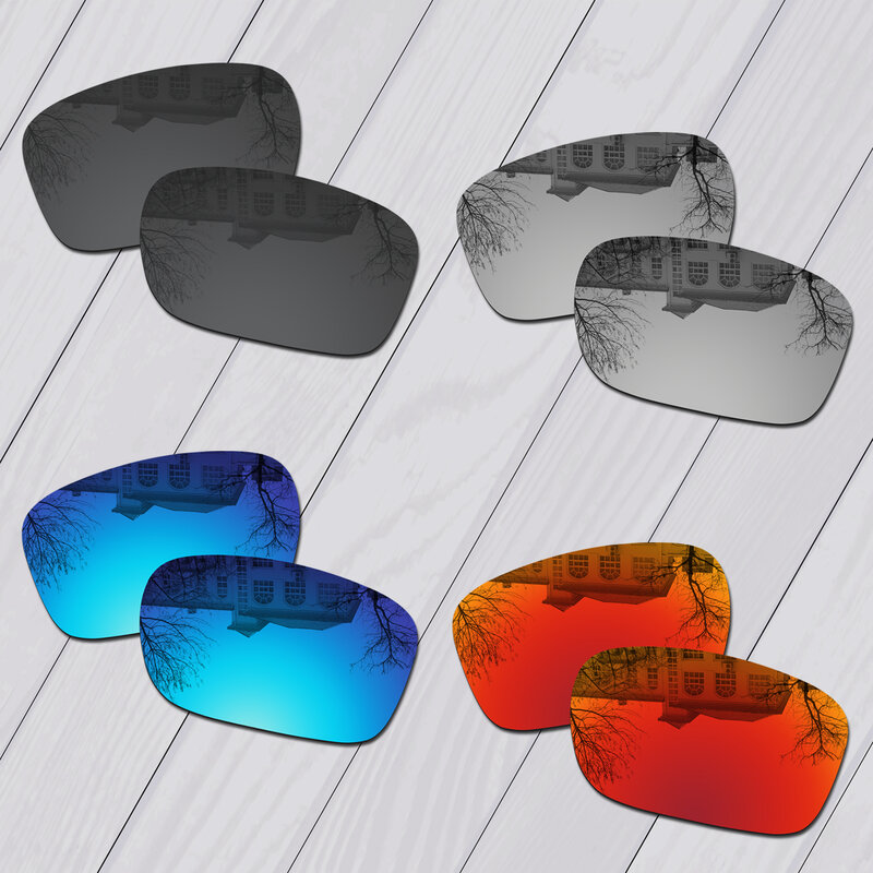 E.O.S 4 Pairs Black & Silver & Ice Blue & Fire Red Polarized Replacement Lenses for Oakley X Squared OO6011 Sunglasses