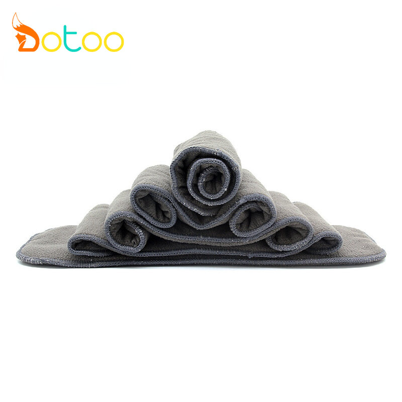 Dotoo – couches en tissu pour bébé, 10 pièces, doublure en charbon de bambou, 2 + 2 couches