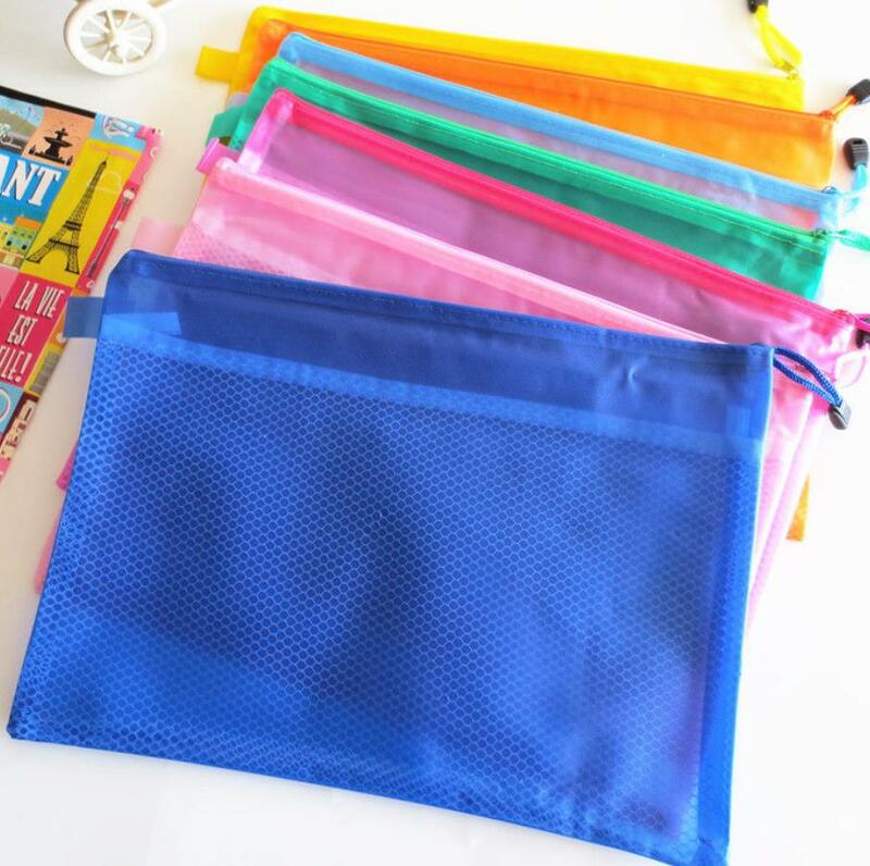 A4/B5/A5/A6 Double Layer Zippered Mesh Waterproof File Organizer/Paper Pouch/Bill/Pen Pencil Case/Stationery Storage Bag