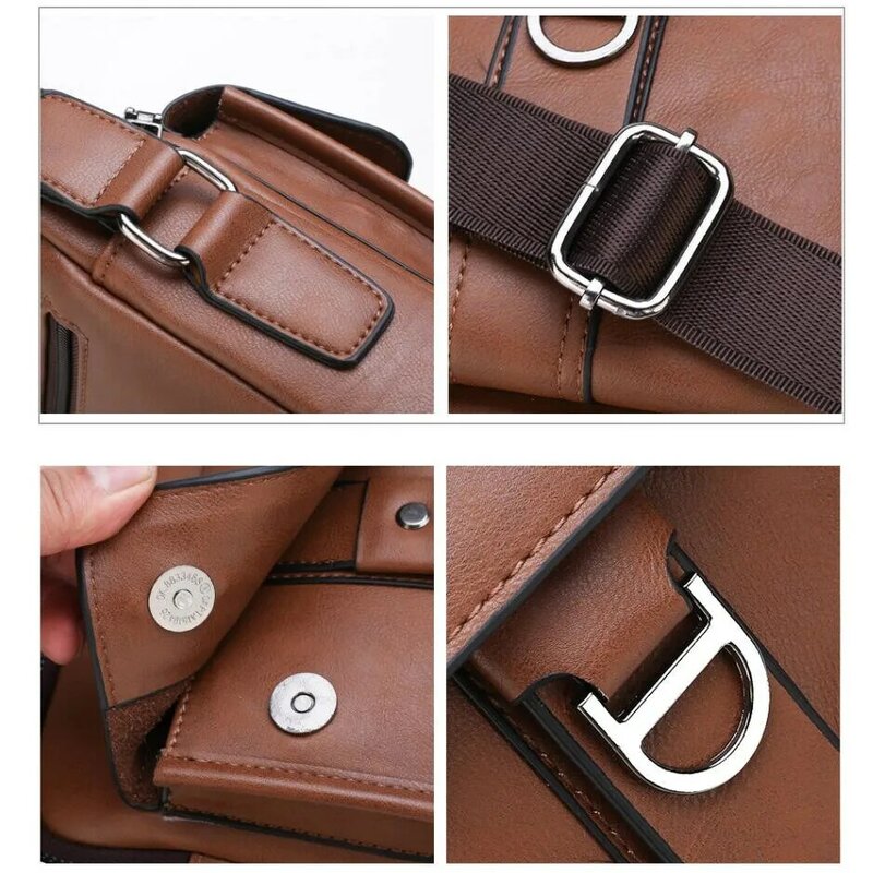 Брендовые новые высококачественные кожаные сумки JEEPBULUO через плечо для мужчин, сумка-мессенджер через плечо, деловая Повседневная модная сумка-тоут