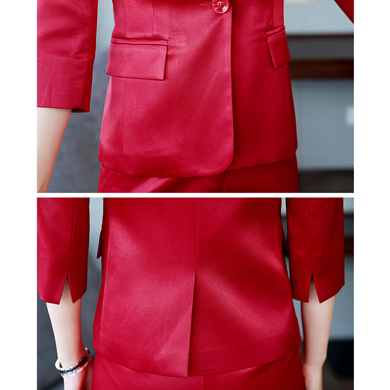 Fashion Bisnis Cocok untuk Seragam Formal Jaket dan Celana Hitam Blazer Set Wanita OL 2 Dua Potong Pakaian
