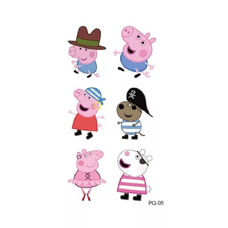 Peppa cerdo juguetes dibujos animados tatuaje temporal pegar George cerdo pegatina juguetes regalo de Navidad para niños