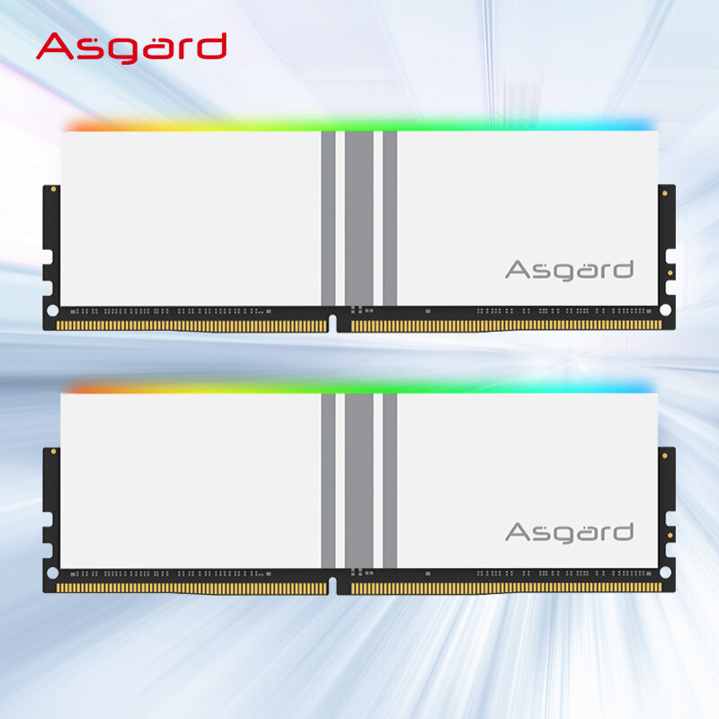 Asgard Valkyrie Memória do PC, Série V5, Memória RAM DDR4, 8GB x 2, 3200MHz, 3600MHz, RGB, Polar, Branco Desempenho de overclocking para desktop