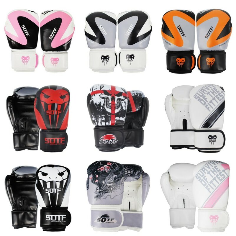 SUOTF MMA Dragon guerrier boxe sport gants en cuir tigre Muay Thai tampons de boxe combat femmes/hommes sanda boxe thai boîte à gants mma