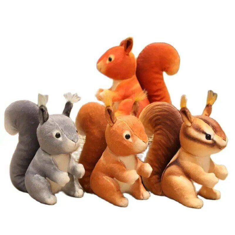 Super Cute 25cm Squirrel Plush Toy Stuffed Simulation Striped Squirrel Forest Animals Cute Cartoon Animals Toys Kids Xmas Gift