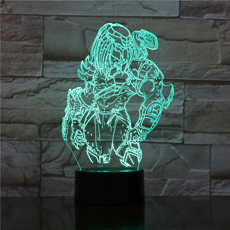 Predator 3D lampa LED zmiana lampki nocne Illusion 7 zmiana kolorów LED Alien vs wilk Predator lampa biurkowa do wystroju domu 1842