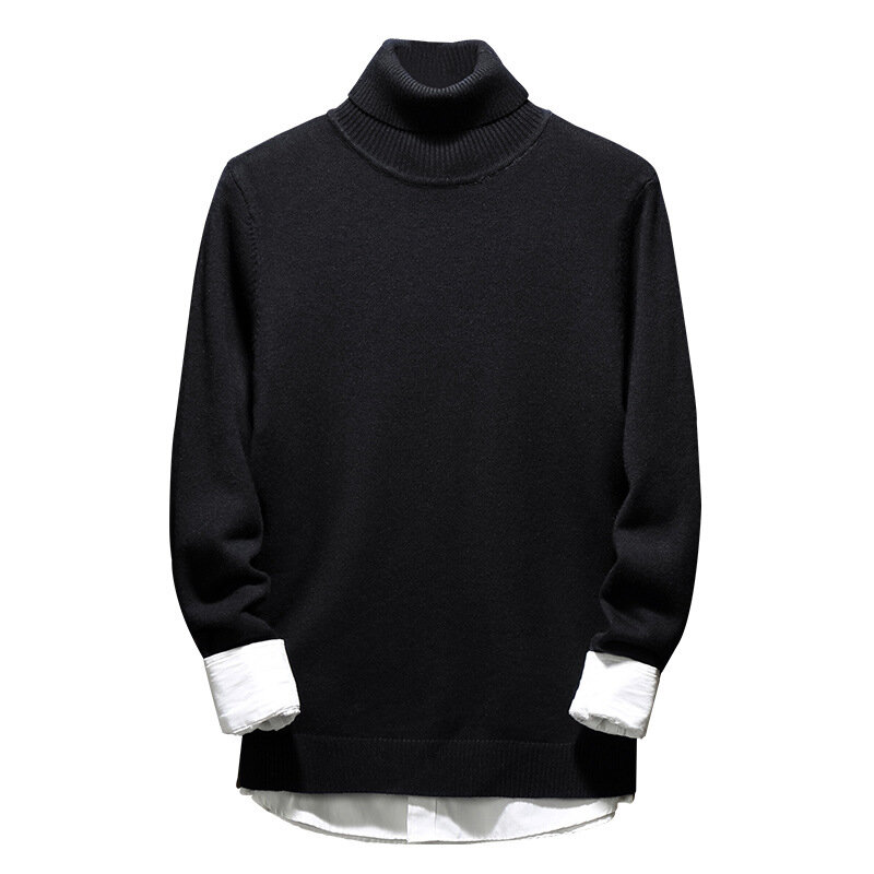 MRMT-suéter informal de cuello alto para hombre, Jersey Delgado, de Color sólido, otoño, 2024