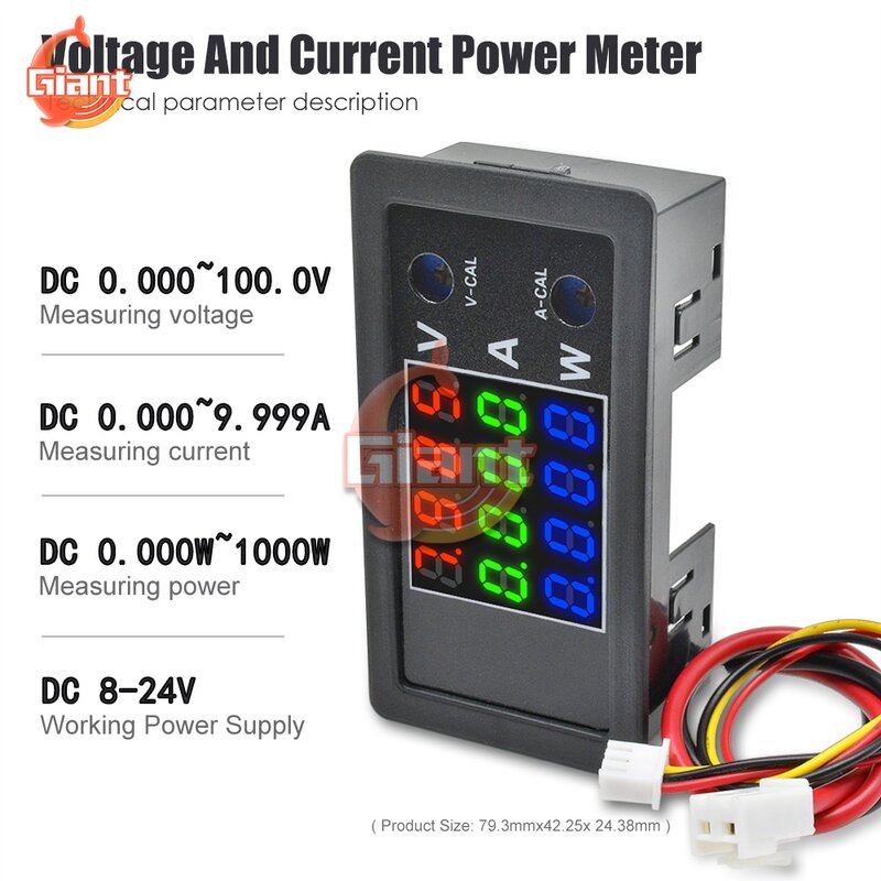 Quattro Cifre 3 Display A LED 100V 10A 1000W Tensione di Alimentazione di Corrente di Alimentazione di Energia Meter Detector Voltmetro Amperometro Wattmetro DC 0-100V