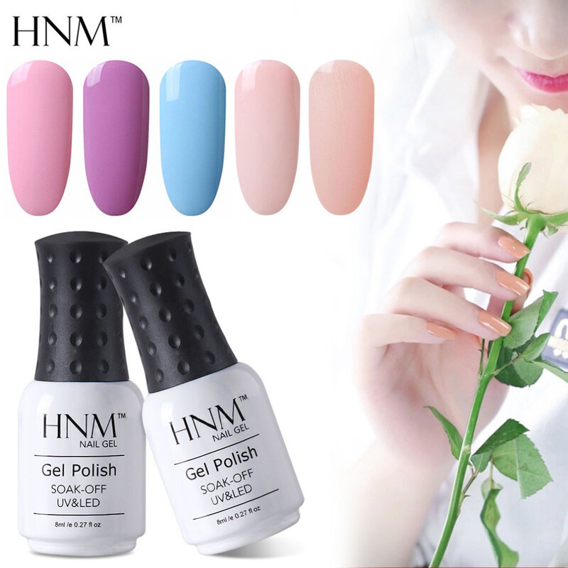 Гель-лак HNM 8 мл, УФ светодиодный Светлый Цветной Гель-лак для ногтей, штамповка телесного цвета, Гель-лак для ногтей, гибридный лак, Желейный ...