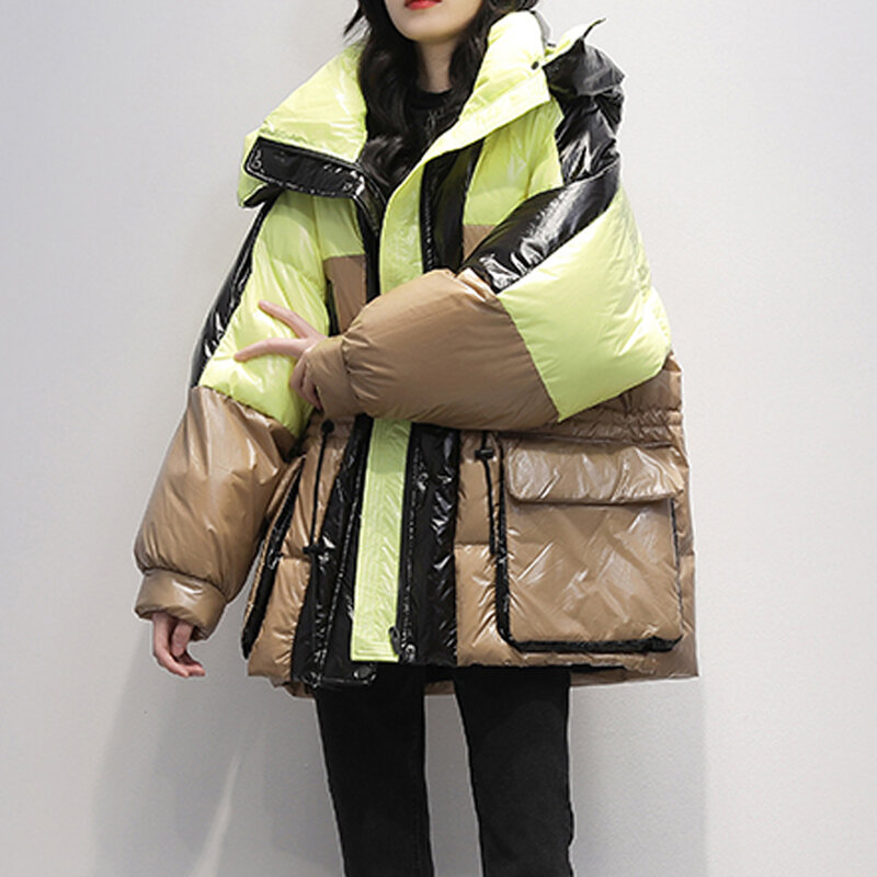 Abrigo de plumón de pato con capucha para mujer, Parka larga, gruesa y cálida, ropa de invierno, 2022