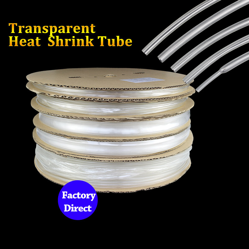 Tubo transparente do psiquiatra do calor para o protetor do USB, envoltório Kits do fio, tubulação encolhível, Sleeving, conector DIY, 2:1