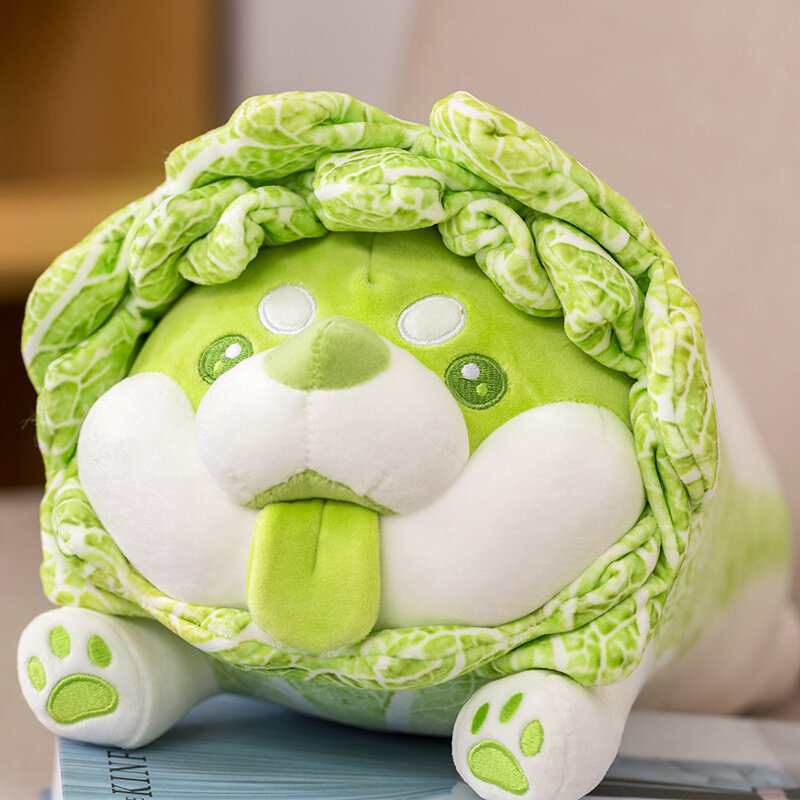 22 ~ 55Cm Boneka Anjing Kubis Jepang Peri Sayuran Lucu Shiba Inu Mainan Mewah Anjing Hijau Kubis Hewan Lembut Hadiah Anak-anak
