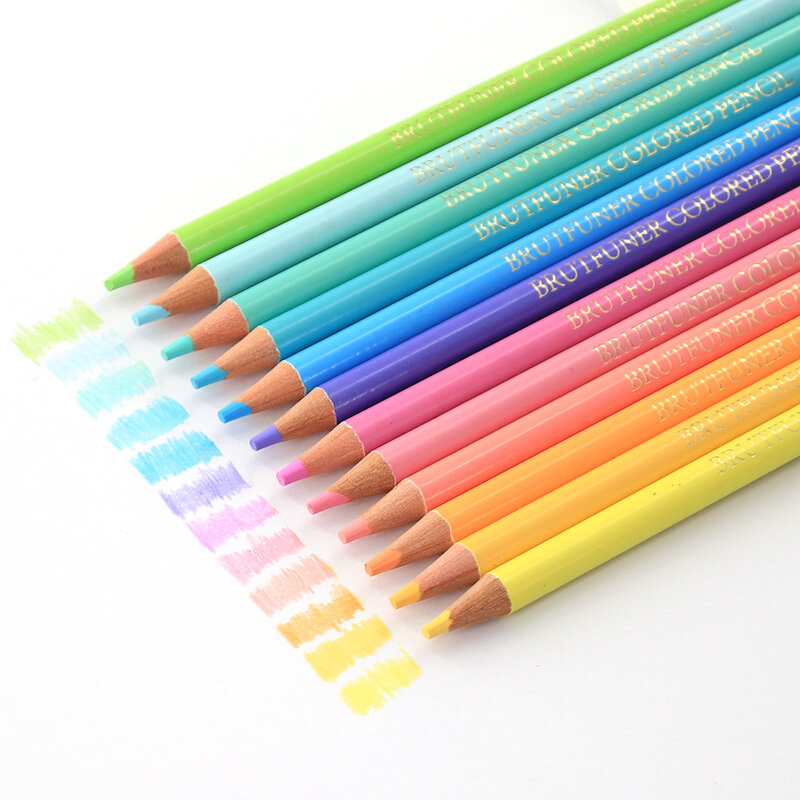 Brutfuner-lápices de colores para niños y adultos, lápices de colores de Madera Suave, colores vivos, colores Pastel, para bocetos escolares, 12 Uds