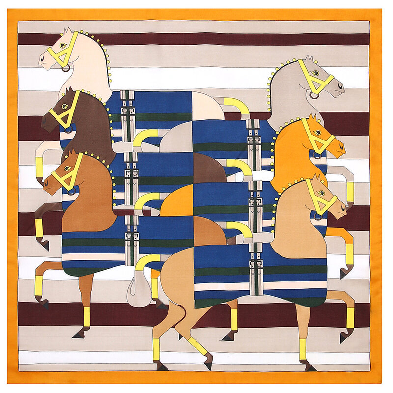 Kwadratowy jedwabny szalik Pegasus wzór popularny szal dekoracyjny damski prezent urodzinowy dla niej R35