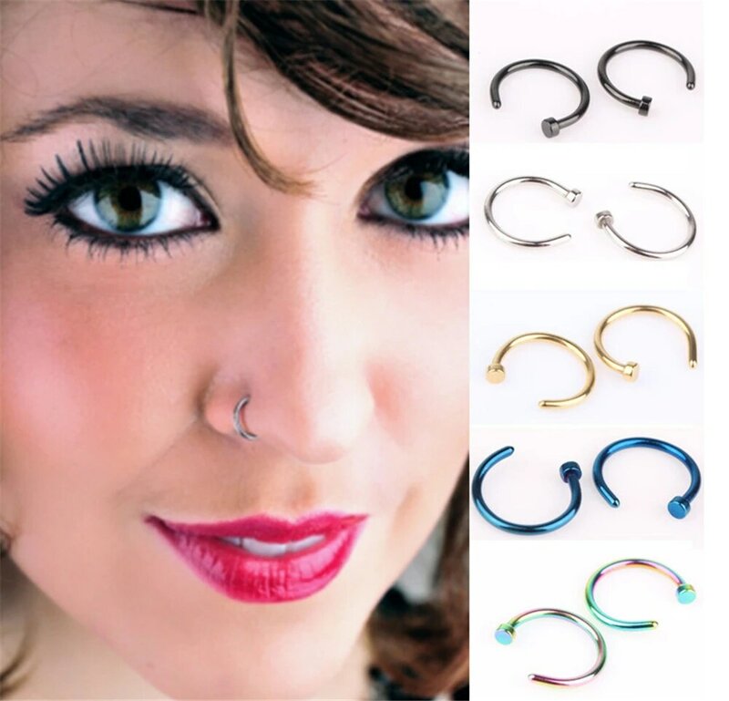 2021 U Shaped Fake Nose Rings for Women Stainless Steel Nose Rings & Studs Fake Piercing Jewelry Clip On Nose Body Clip Hoop