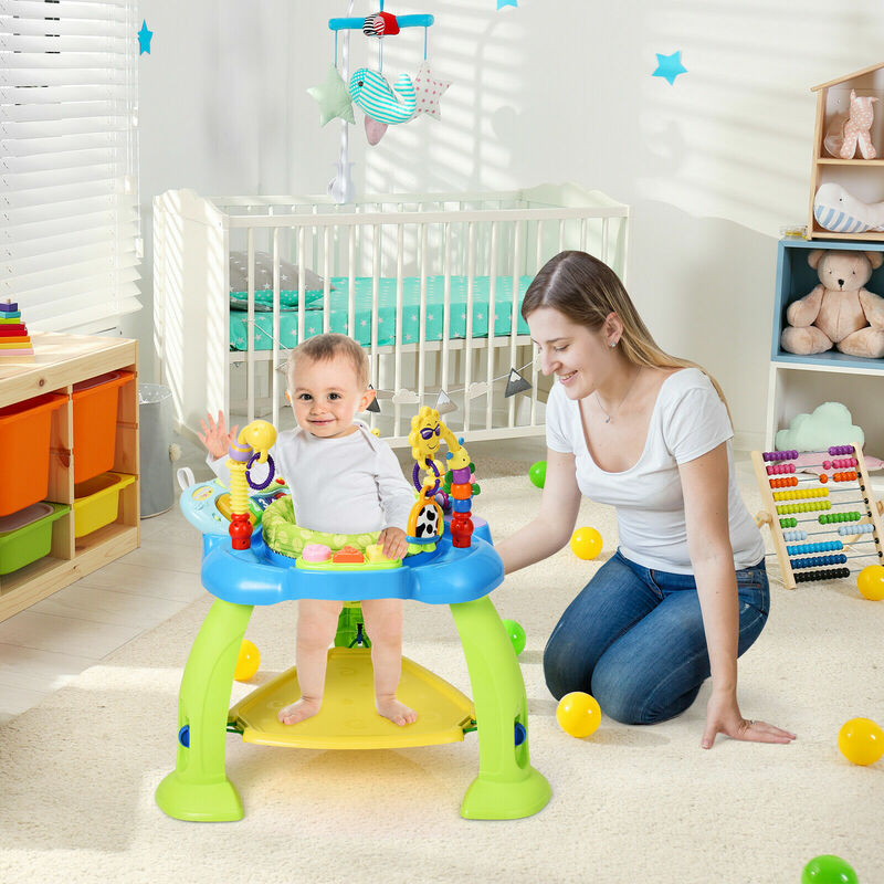 2-in-1 Baby Jumperoo Adjustable Sit-to-stand Activity Center W/360 Seat Green