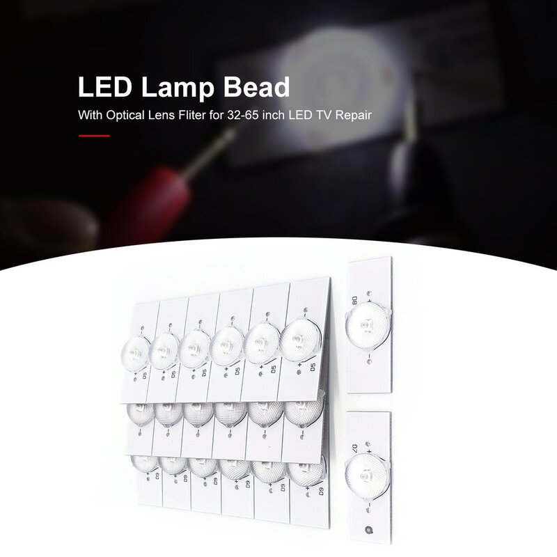 20PCS 6V SMD Lamp Beads with Optical Lens Fliter for 32-65 inch LED TV Repair Work with a Constant Current LED Driver