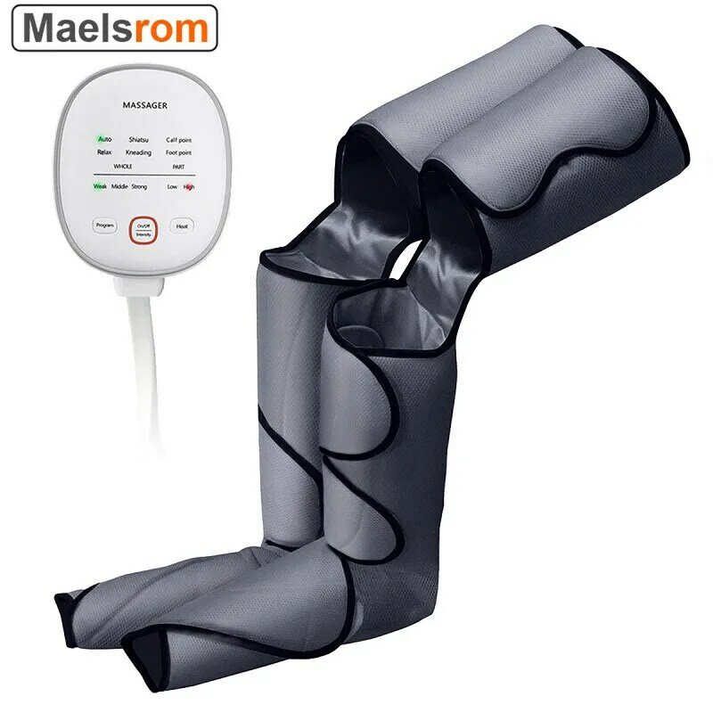 New Air Pressure Leg Massager Heated For Foot and Calf Thigh Circulation with Handheld Controller 2 Modes 3 Intensities
