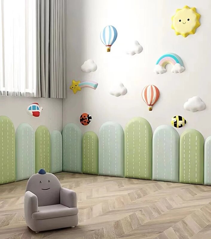 Kaktus zagłówki ściana tła miękkie opakowanie Cartoon Kids Room Decor Tatami Cabeceros antykolizyjna 3D naklejki ścienne samoprzylepne