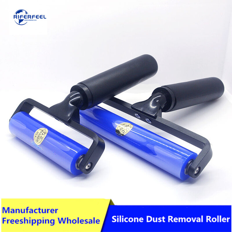 Riferfeel Seven Sizes Anti-static Dust Removal Sticky Roller Silicone Roller Brush Hand Cleaner Tool, Blue Silicone Roller