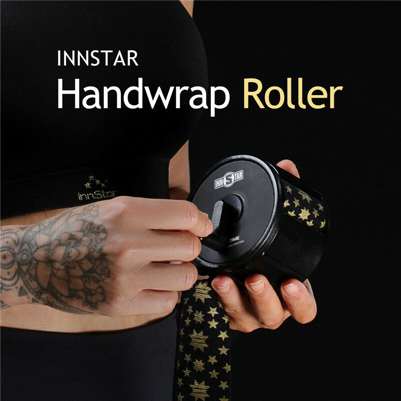INNSTAR-Envolturas portátiles de mano para boxeo, caja de enrollador de rodillo de vendaje para boxeo, Sanda Muay Thai, guantes interiores, herramienta de bobinado de almacenamiento