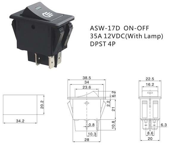 Kcd4 interruptor rocker liga/desliga, 2 posições, 4 pinos, led, 12v, 35a, reequipamento para automóvel, luz de neblina, interruptor